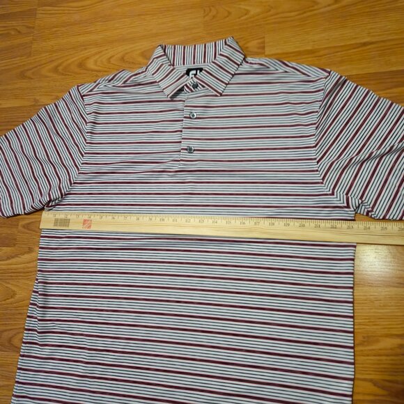 Footjoy FJ Shirt Lot Mens XL Red White - yellow Stripe Golf Performance Stretch - Picture 12 of 16